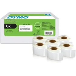 DYMO® Original Etikett für LabelWriterTM, Vorteilspack, Rücksendung - weiss -permanent haftend, 6 x 500 Etiketten