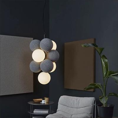 Künstlerischer Stil, Samtstoff, PVC, einfache molekulare Pendelleuchte mit Kugel, Schlafzimmer-Nachttisch-Restaurant-Pendelleuchte, kreative molekulare runde Kugel-Pendelleuchte