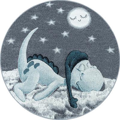 Kinderteppich AYYILDIZ TEPPICHE "Bambi 840", blau, H:11mm Ø:120cm, Kunstfaser, Teppiche, Kinderteppich, auch in rechteckig, Drachen Motiv, Kurzflor