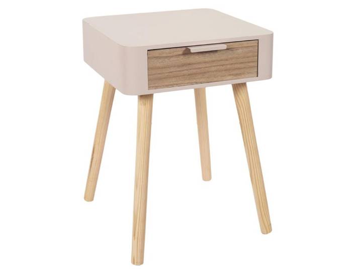 Table de chevet 1 tiroir en bois collection SHIREL rose