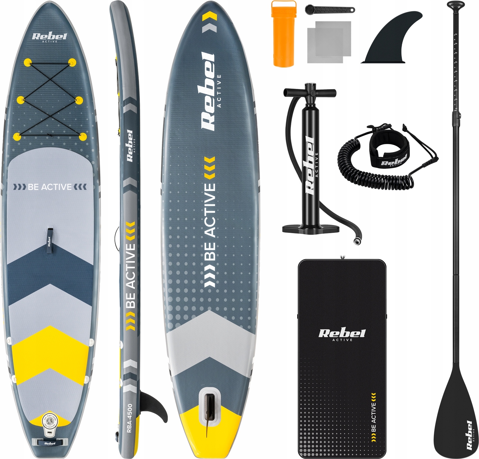 SUP-Board Drop-Stitch 350 cm mit mittlerer Finne und verstellbarem Paddel, Set