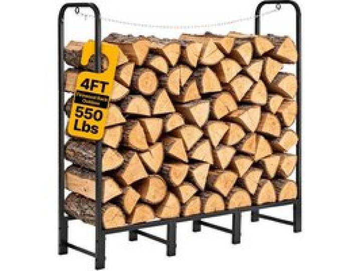 VEVOR Kaminholzregal 1/4 Cord Brennholzregal Feuerholzregal 1220x320x1185mm, für Kamin, Terrasse & Balkon, Rahmen aus Kohlenstoffstahl Pulverbeschichtet, Tragfähigkeit 250 kg, Kapazität 591,8 L Schwarz