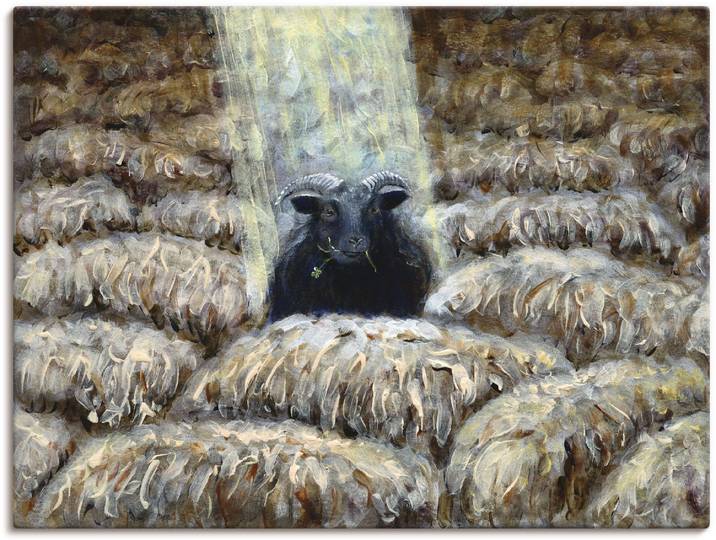 Leinwandbild ARTLAND Schwarzes Schaf , braun (farbe bild(er): braun), B:80cm H:60cm, Bilder, Leinwandbild, auf Holzrahmen gespannt