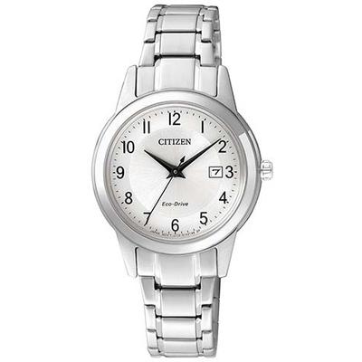 Solaruhr CITIZEN, silber (silberfarben, weiß), Armbanduhren, Damen, silberfarben, Armbanduhr, Damenuhr, Edelstahlarmband, Datum