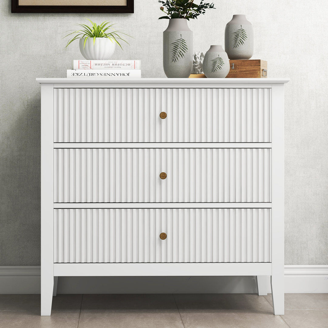 Blue Elephant 3 Drawer 80cm W Dresser White 74.9cm H X 80cm W X 39.9cm D
