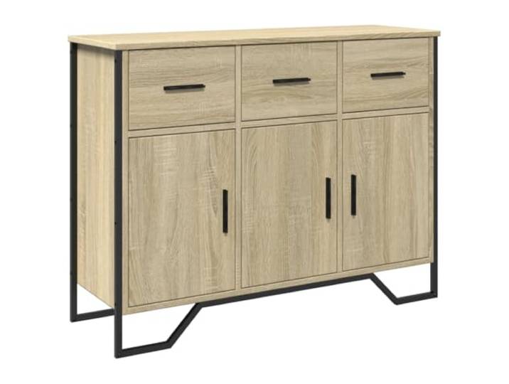 Fisinber Sideboard Sonoma-Eiche 97x32,5x74,5 cm Kommode Anrichte Moderne Anrichte aus Holzwerkstoff mit Metallbeinen für Wohnzimmer und Schlafzimmer.