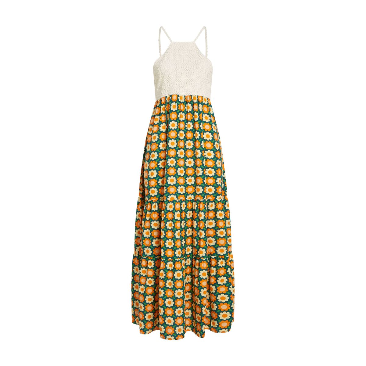 O'Neill O'riginals Maxi Dress green retro flower (36102) M 1300134-36102-M