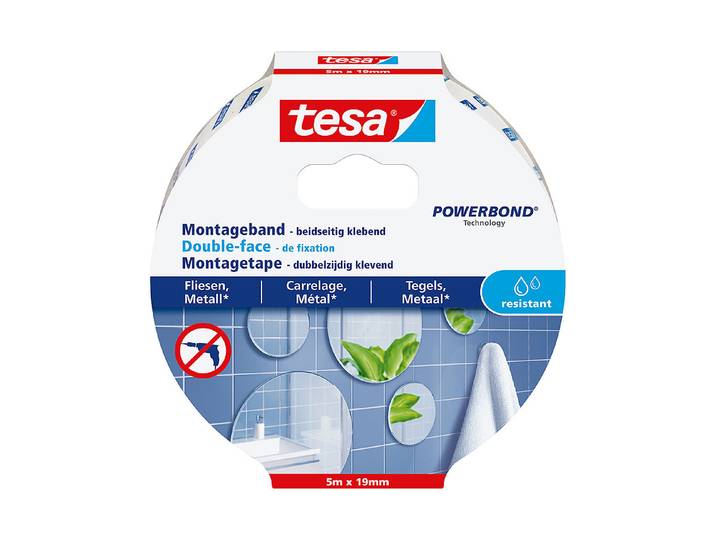 Tesa Montageband für Fliesen und Metall 5m × 19mm