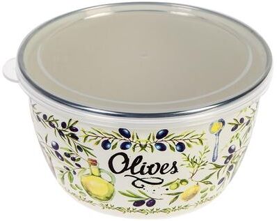 MET-ROT 2.5-Quart Olives Enamel on Steel Bowl w/ Lid