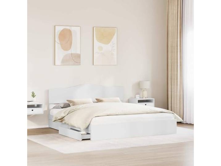 SKTQYQO Bettkasten weiß 180 x 200 cm Holz Mit Schubladen, modernes Design, einfache Montage, solide und langlebig