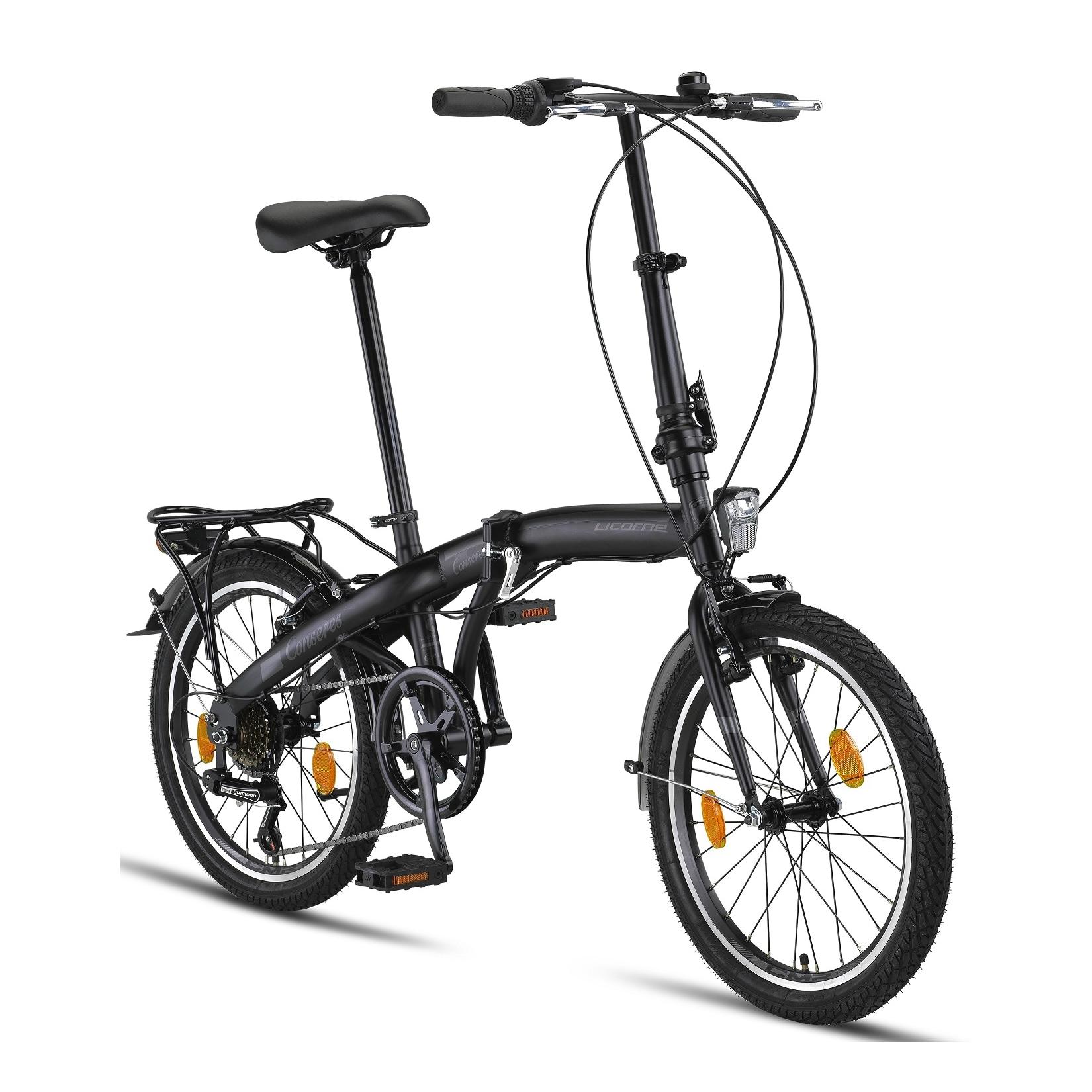 Licorne Bike Conseres Premium Falt Bike in 20 Zoll - Fahrrad für Herren, Jungen, Mädchen und Damen - Shimano 6 Gang-Schaltung - Hollandfahrrad Zoll:20;Farbe:Schwarz