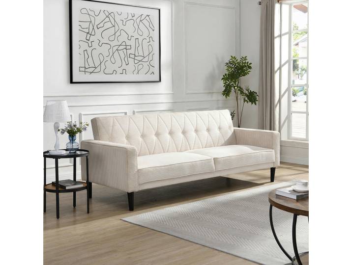 Livetastic Schlafsofa Aarhus, Creme, Holz, Fichte, Uni, 3-Sitzer, 213x81x86 cm, Armteil links, rechts, Kinderzimmer & Jugendzimmer, Jugendmöbel, Jugendsofas