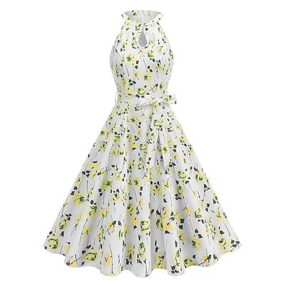 Elegant Klassisch 1950er Midlänge A-Linie Kleid Swing-Kleid Ausgestelltes Kleid Ärmellos Blumen A-Linie Kostüm Damen Karneval Valentinstag Maskerade Urlaub Alltagskleidung