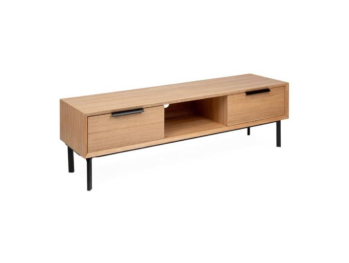 Meuble tv en chêne et placage de chêne 160 cm