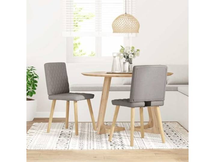 Esszimmerstühle, Taupe, Polyestergewebe, mit Rückenlehne, 2 Stück Elegantes Design, Rahmen aus Metall und Holz, dicker Schaumstoff, vielseitig für Essen und Entspannen