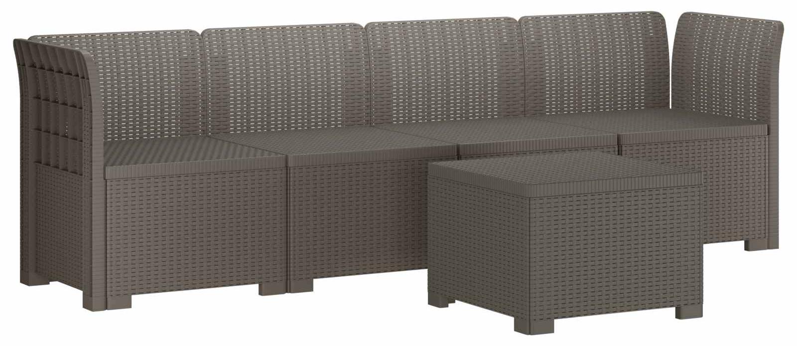 vidaXL 4-Sitzer Gartensofa Rattan Look PP Hellgrau
