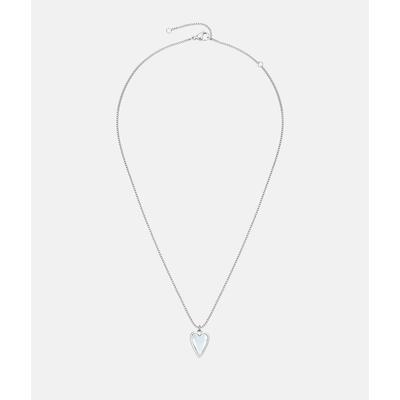 Kette mit Anhänger LIEBESKIND BERLIN "Schmuck Geschenk Edelstahl Halskette Glass Heart", edelstahlfarben, transparent, Halsketten, Damen, Edelstahl, L: 45 B: 1,3mm, mit Glasstein, B:1,3mm