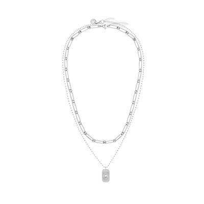 Edelstahlketten-Set TAMARIS, edelstahlfarben, kristallweiß, Halsketten, Damen, Edelstahl, L: 45 50 B: 4,8mm, mit Zirkonia (synth.), B:4,8mm