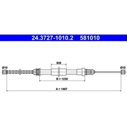 Seilzug Feststellbremse ATE 24.3727-1010.2 für Renault 21