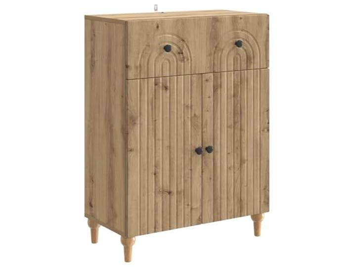 GFMGUEMV Sideboard Artisan-Eiche 66 x 34,5 x 90 cm Holzwerkstoff Artisan-Eiche, Holzwerkstoff, 90°-Pendeltüren, offene und geschlossene Fächer, pflegeleichte Oberfläche
