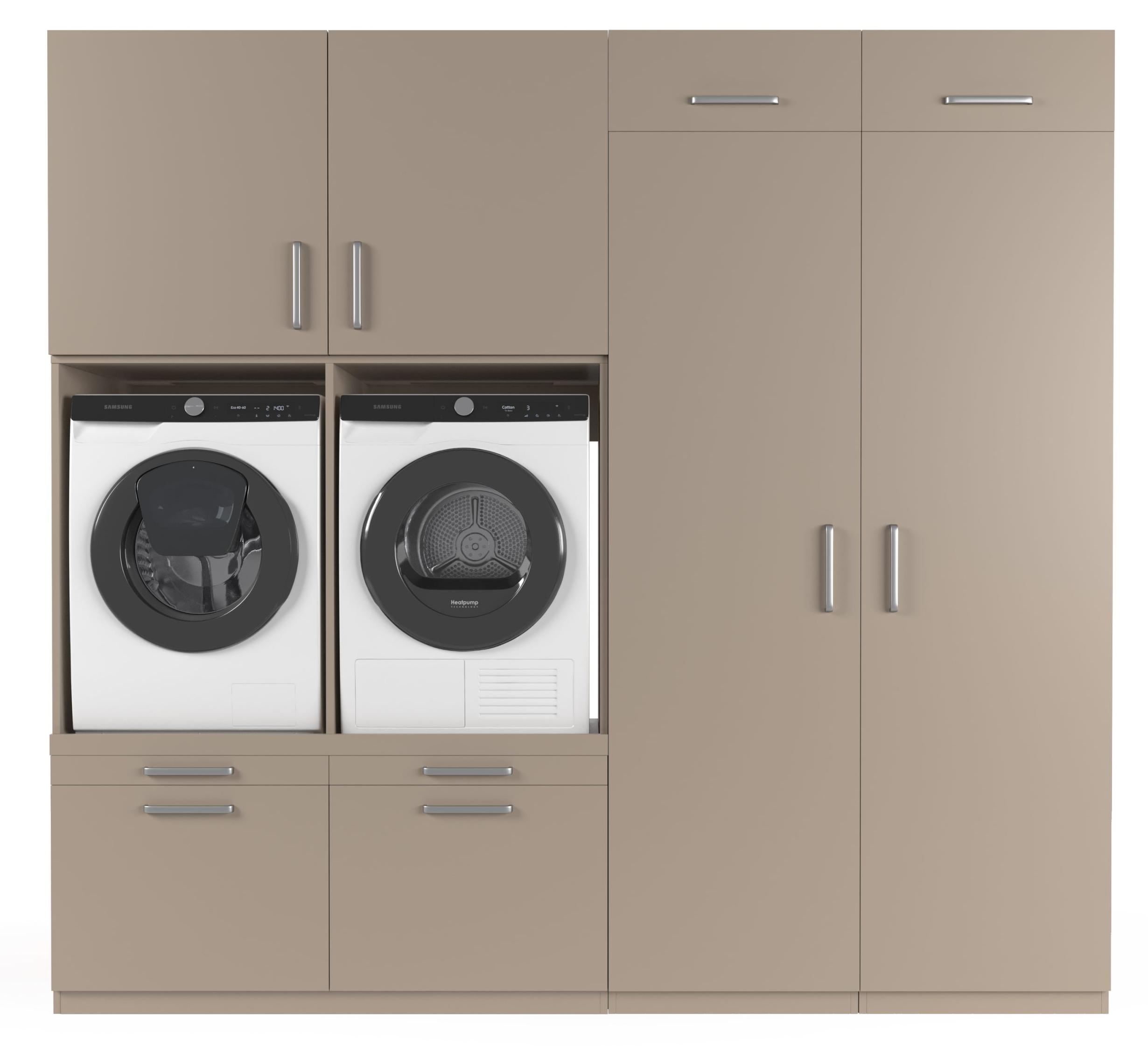 Wasophoogte Waschmaschinen schrank Munich - waschmaschinen untergestell - waschmaschinen podest - 700(T)*2530(B)*2350(H) mm - Taupe