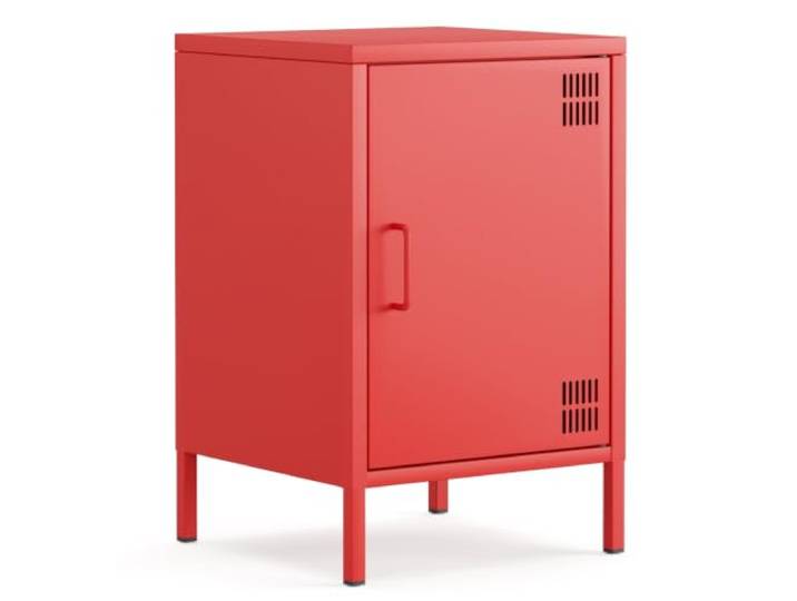 furni24 Pera Metall Nachtschrank – Retro Kommode aus Metall – Modernes Sideboard mit praktischer Aufbewahrung – Leicht zu reinigen – Robuste und stilvolle Lösung für Wohnzimmer und Schlafzimmer, Rot