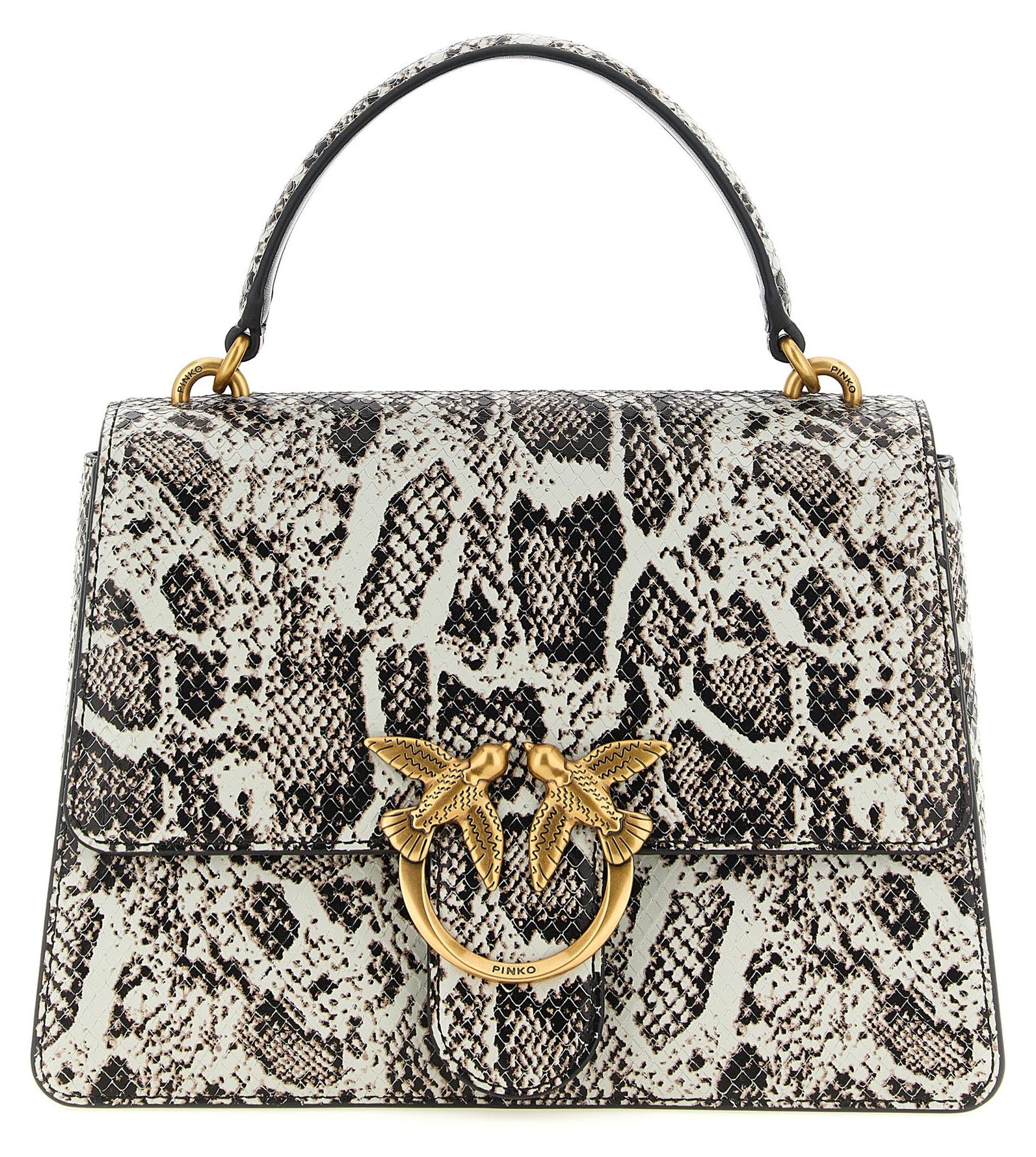 PINKO Love One Top Handle Python grau antikgold Love Birds