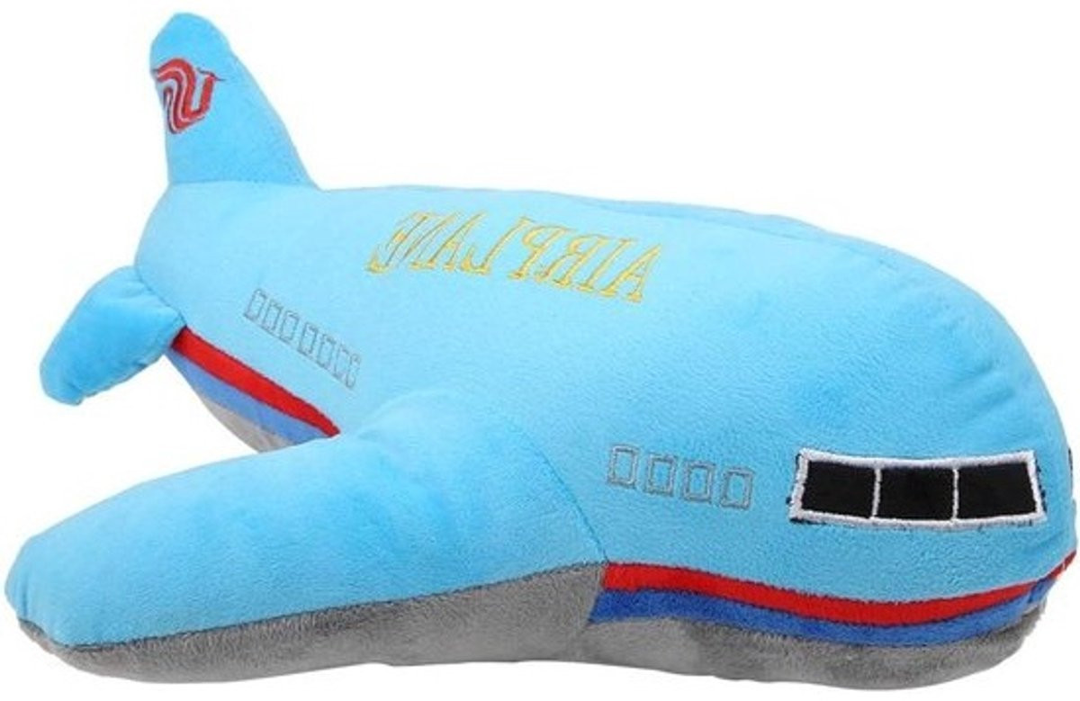 MK Stoer Rugenkussen Flugzeug Blauw - Zacht Pluche Kinderspeelgoed
