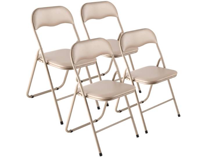 VEVOR 4 Stuks Opvouwbare Stoel Leren Stoel Draagbare Tuinstoel Kampeerstoel Khaki