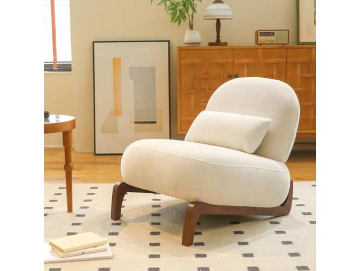 Samt Loungesessel für Wohnzimmer, Armlehnenlos, Weich Gepolstert Lesesessel