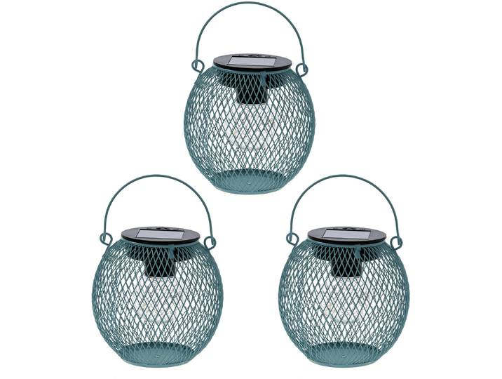 LED Solarleuchte OTTO HOME Aaddis, LED-Metalllaterne, 3er Set , blau, H:12,3cm Ø:12,5cm, Leuchten, LED Solarleuchte, einzeln positionierbar