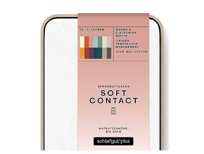 schlafgut Soft Contact Spannbettlaken 180x200 cm Bio-Baumwolle, Full-White