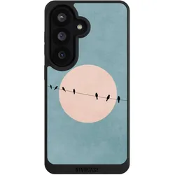 Nivocase Handyhülle für Samsung Galaxy S26 Hülle NIVOpure Case Schwarz Mond Vogel türkis (Samsung Galaxy S26), Smartphone Hülle, Schwarz, Türkis