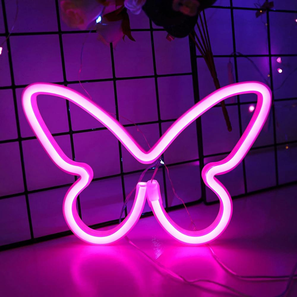 Rosikey Vlinder LED Neon Wandlamp en Nachtlampje voor Slaapkamer en Woonkamer