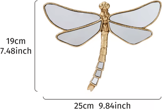 Inspire Curations Golden Dragonfly Wall Hanging Mirror Finish Resin Art Decor xwwjmqingtingxiaohao