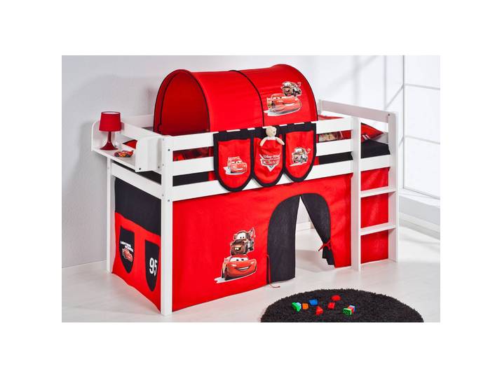 Hochbett Disney Cars 90 x 190cm Weiß mit Leiter