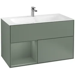 Villeroy und Boch Finion Waschtischunterschrank F030GMGM 99,6x59,1x49,8cm, Regal links Olive Matt Lacquer, Olive Matt Lacquer
