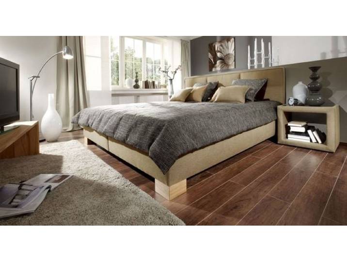 Polsterbett Quintino Webstoff mit Bettkasten 180x200cm Sand