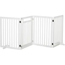 Absperrgitter für Tiere 4 Stückefaltbar mit 2 Stützfüße für Tier & Treppe Weiß 81 cm