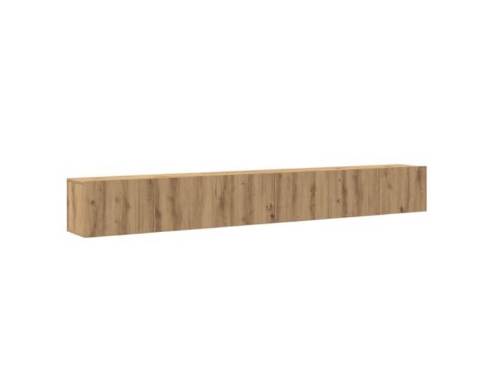 Roanoer 3-TLG. TV-Schrank Set Wandmontage Lowboard Artisan-Eiche Platzsparende Hängeboards fürs Wohnzimmer und Schlafzimmer mit 6 Fächern für Multimedia, Zeitschriften und Dekoration.