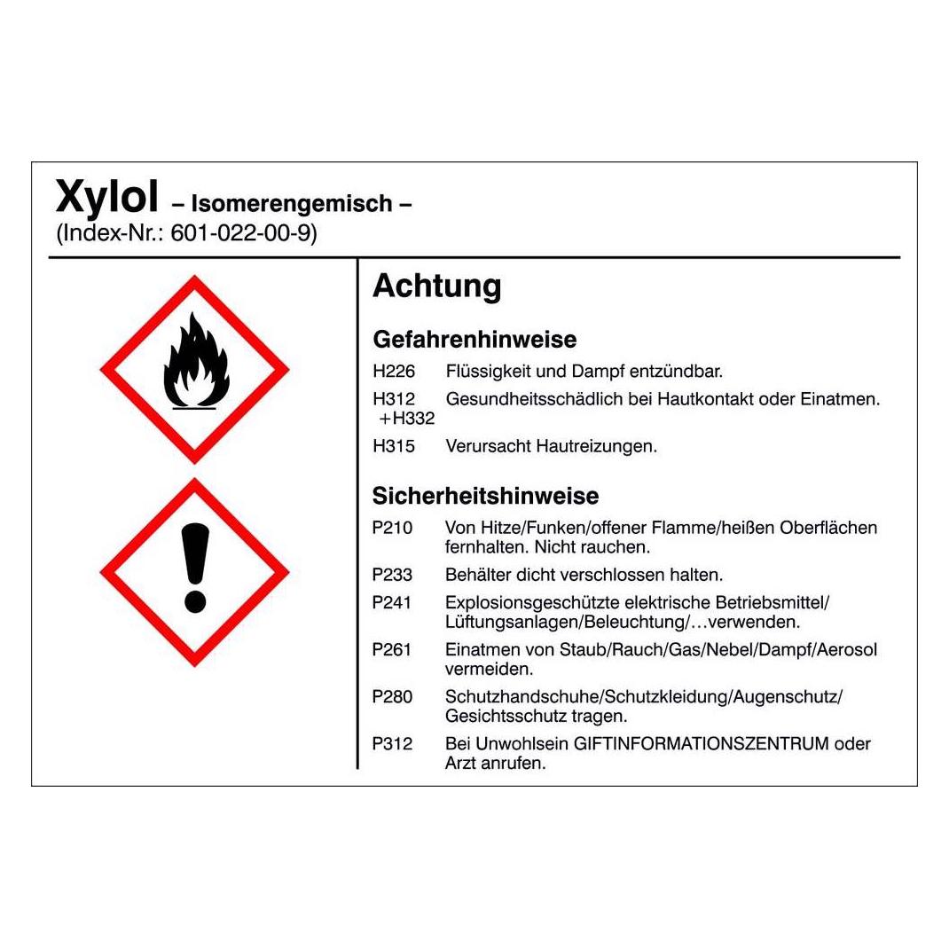 SafetyMarking Gefahrstoffetiketten G022 Xylol Isomerengemisch 10. (21.B1200.22)