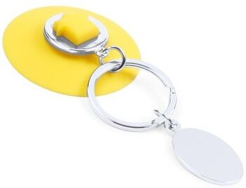 Porte-clés jeton publicitaire Halman silicone métal jaune