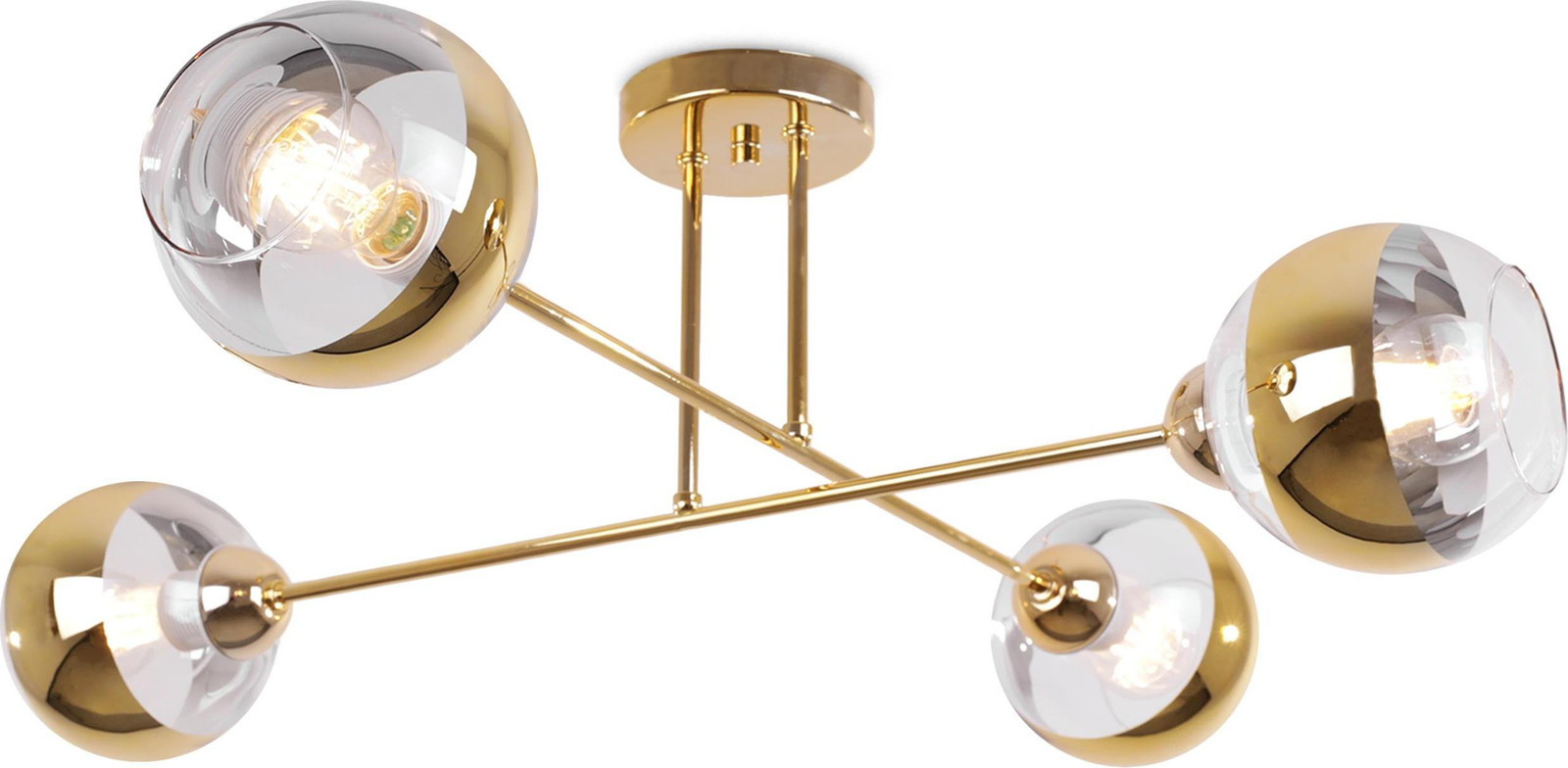LIGHT HOME LH Asturia Goud Plafondlamp met 4 platte gouden lampenkappen en E27 fitting