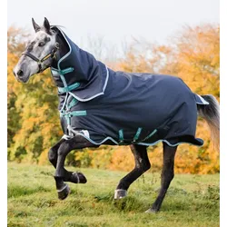 Horseware Amigo Bravo 12 Plus Medium 250g Turnout Decke navy/aqua & turquoise, Größe: 6'6