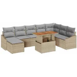 vidaXL Garten Essgruppe mit Kissen 9 pcs Beige, Grau
