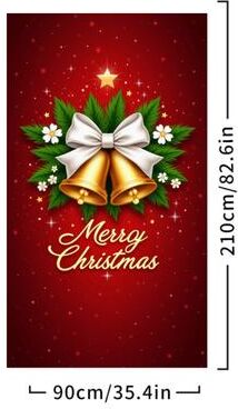 Retailers Go Merry Christmas Door Cover, Bell Garland Door Decor, Dining Table Cover, Elastic Holiday Decoration f 1pcs