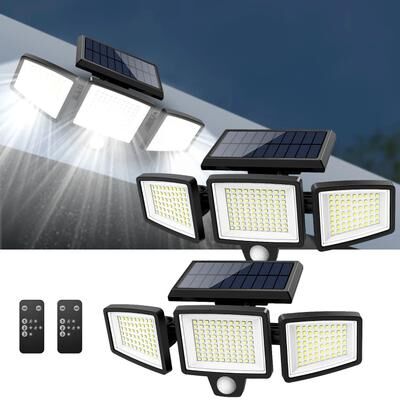 Uplifted Finds Three Head Outdoor Solar Motion Sensor Light With 200 LEDs Waterproof Security Lamp 2 Pcs
