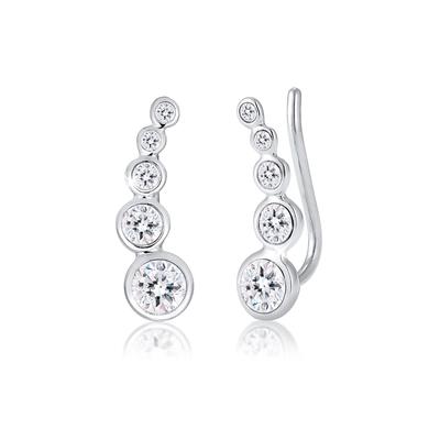 Paar Ohrstecker ELLI "Ohrklemme Earclimber, mit Kristallen von Swarovski", silber, Ohrringe, Damen, onesize,mit Steinen, Silber 925 (Sterlingsilber)