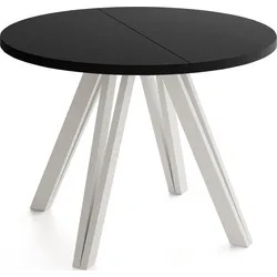 ESSTISCH Ravero runder ausziehbarer, Schwarz 100-140/100/77 cm