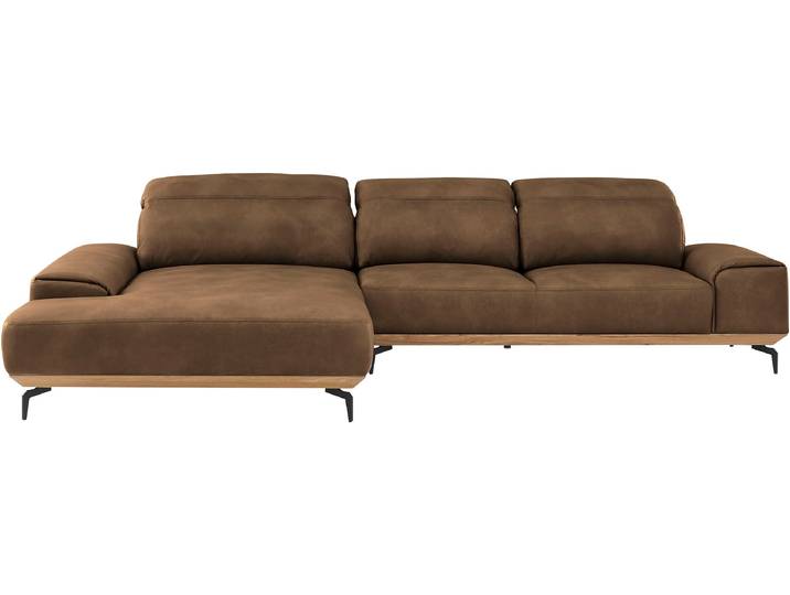 Wohnlandschaft, Beige, 342x207 cm, Massivholz & Long-Life-Leder, Mit Elektrischen Funktionen, Modern, Musterring
